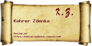 Kehrer Zdenka névjegykártya